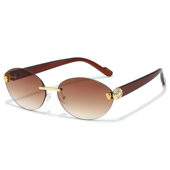 Designer Oval Frame Sunglasses with Decorative Accents Stornfield