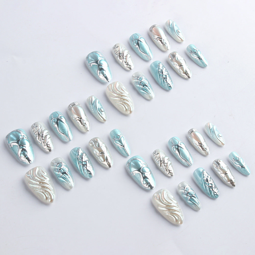Artistic Metallic Press-On Nail Set Stornfield