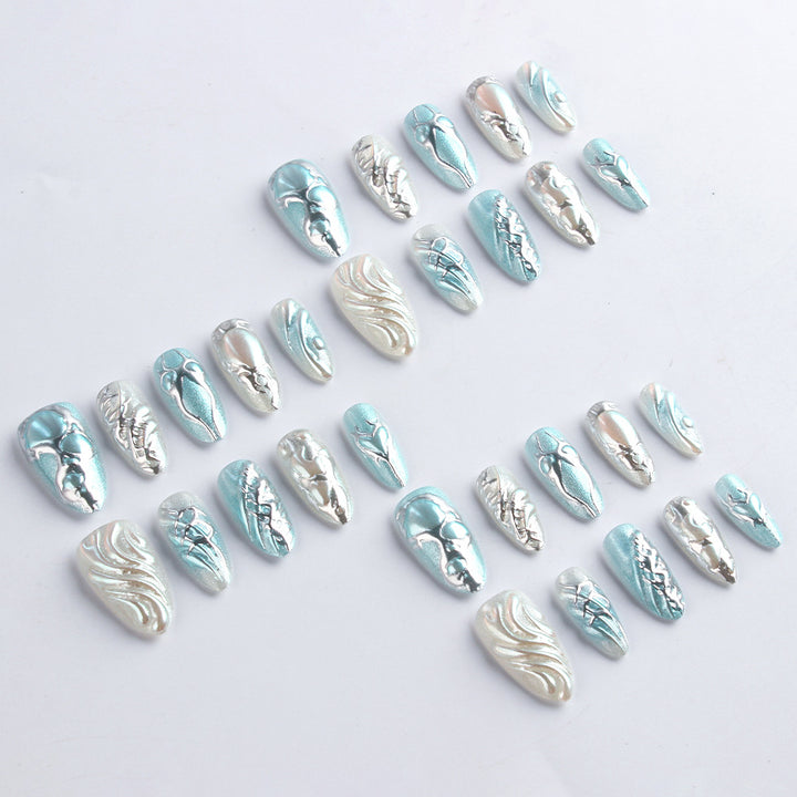 Artistic Metallic Press-On Nail Set Stornfield