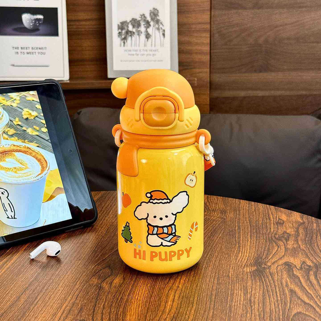 Women's insulated drinking bottle with secure flip lid and playful dog design Stornfield