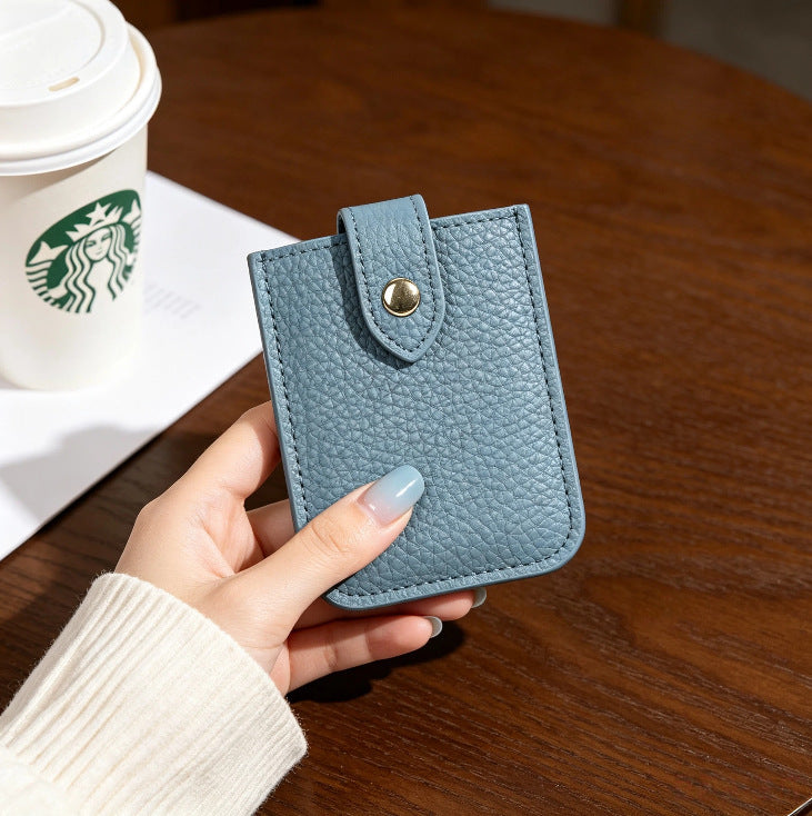 Textured Leather Cardholder with Snap Closure Stornfield
