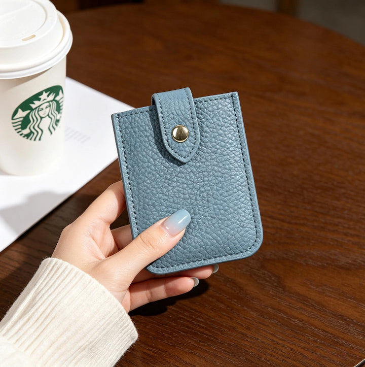 Textured Leather Cardholder with Snap Closure Stornfield