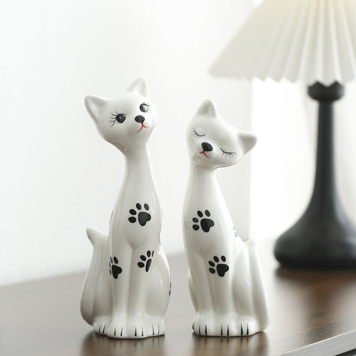 Playful Ceramic Cat Figurine Set Stornfeild