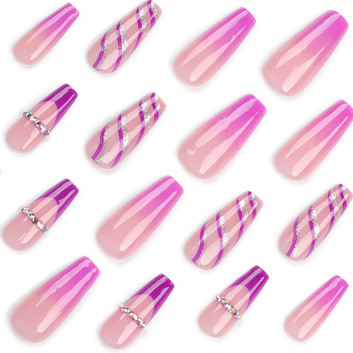 Artistic Nail Extensions with Glitter and Gradient Stornfield