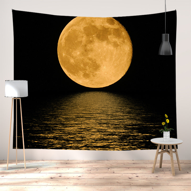 Meditation Yoga Sunset Tapestry Wall Hanging with Silhouette Print