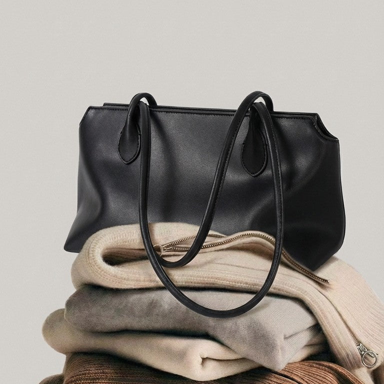 Slim Minimalist Shoulder Tote Bag with Long Straps