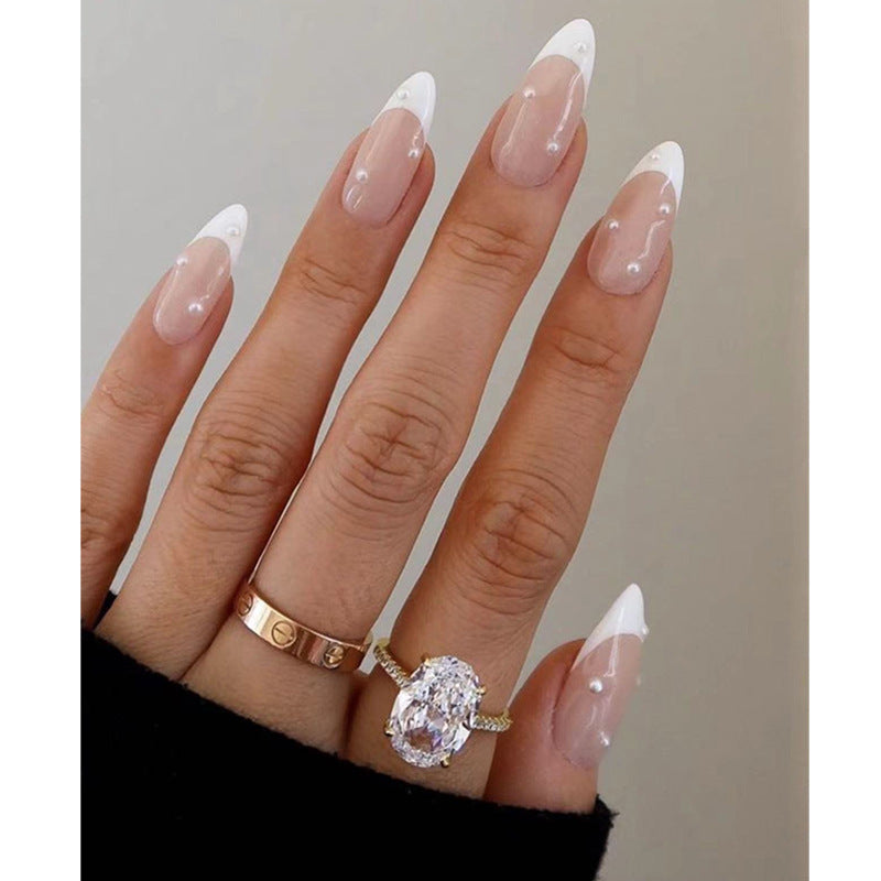 Elegant French Tip Stiletto Press-On Nails Stornfield