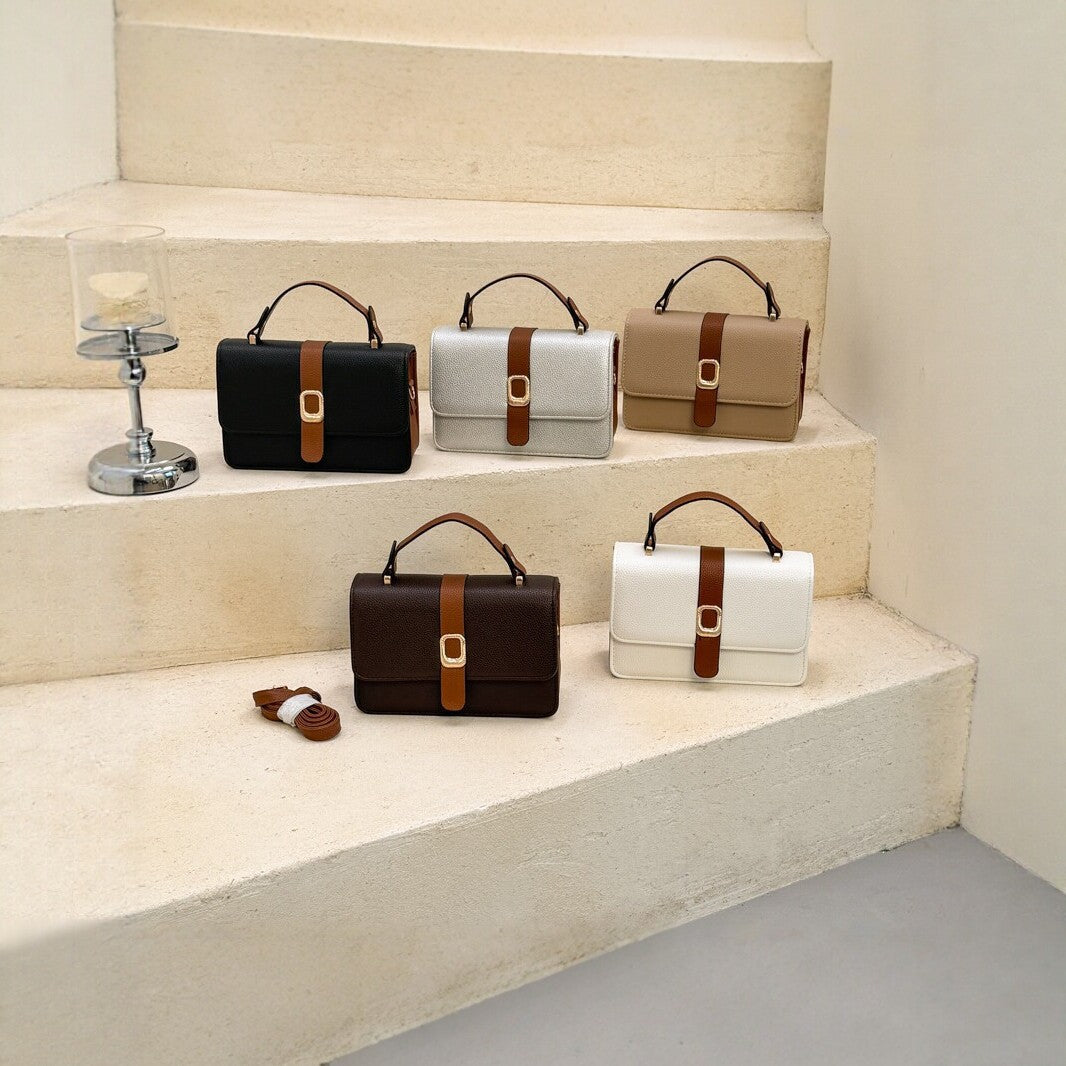 Structured Handheld Leather Satchel