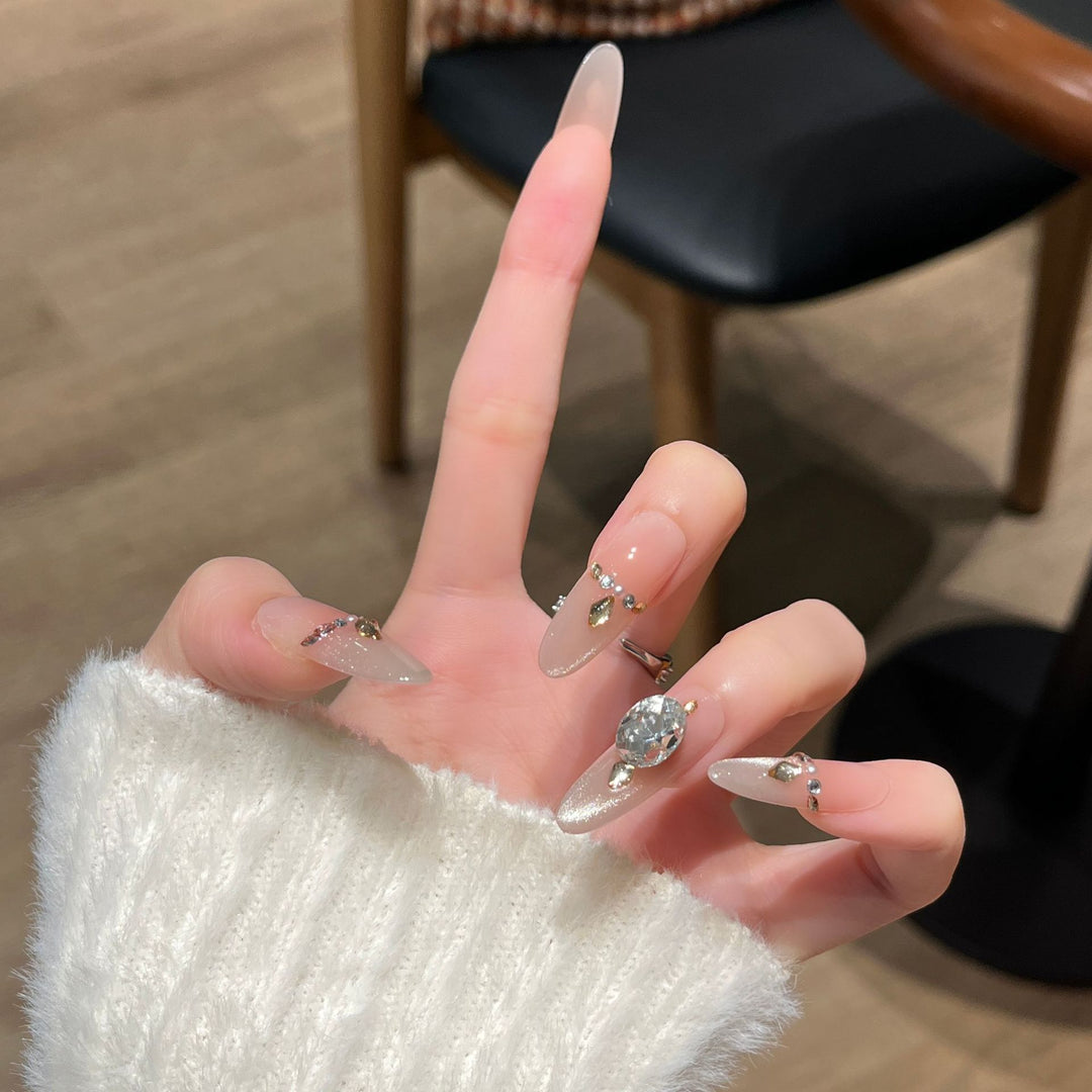 Elegant Rhinestone-Decorated Press-On Nail Extensions Stornfield