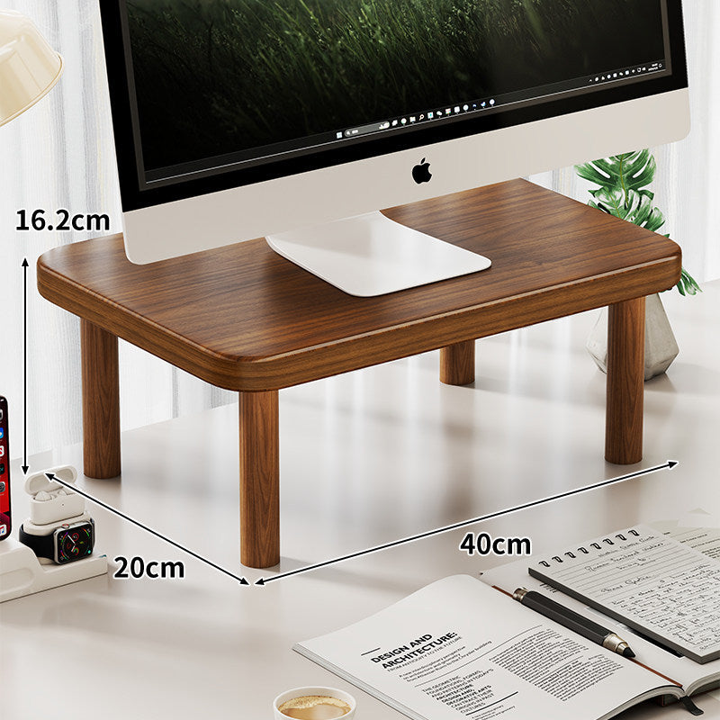 Compact Solid Wood Monitor Riser Stand with Four Round Legs