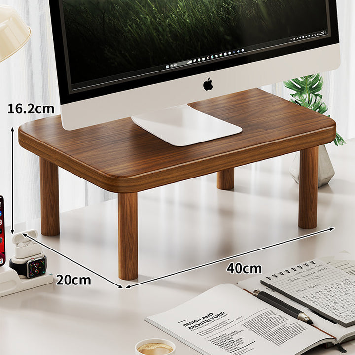 Compact Solid Wood Monitor Riser Stand with Four Round Legs