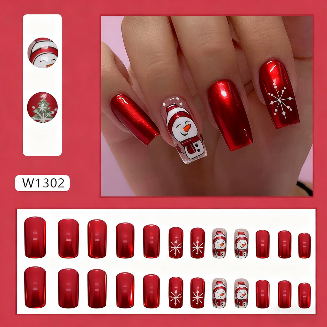 Festive artificial nails with snowman design Stornfield