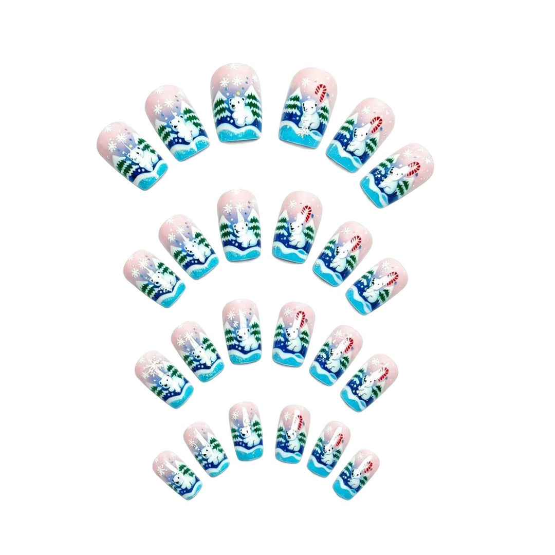 Artificial nails with cute winter landscape design Stornfield
