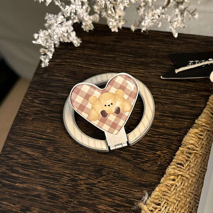 Hand mirror in heart-shaped design with cute bear motif Stornfield