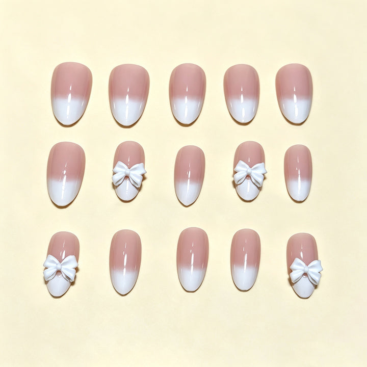 Elegant Bow-Adorned Press-On Nail Tips Stornfield