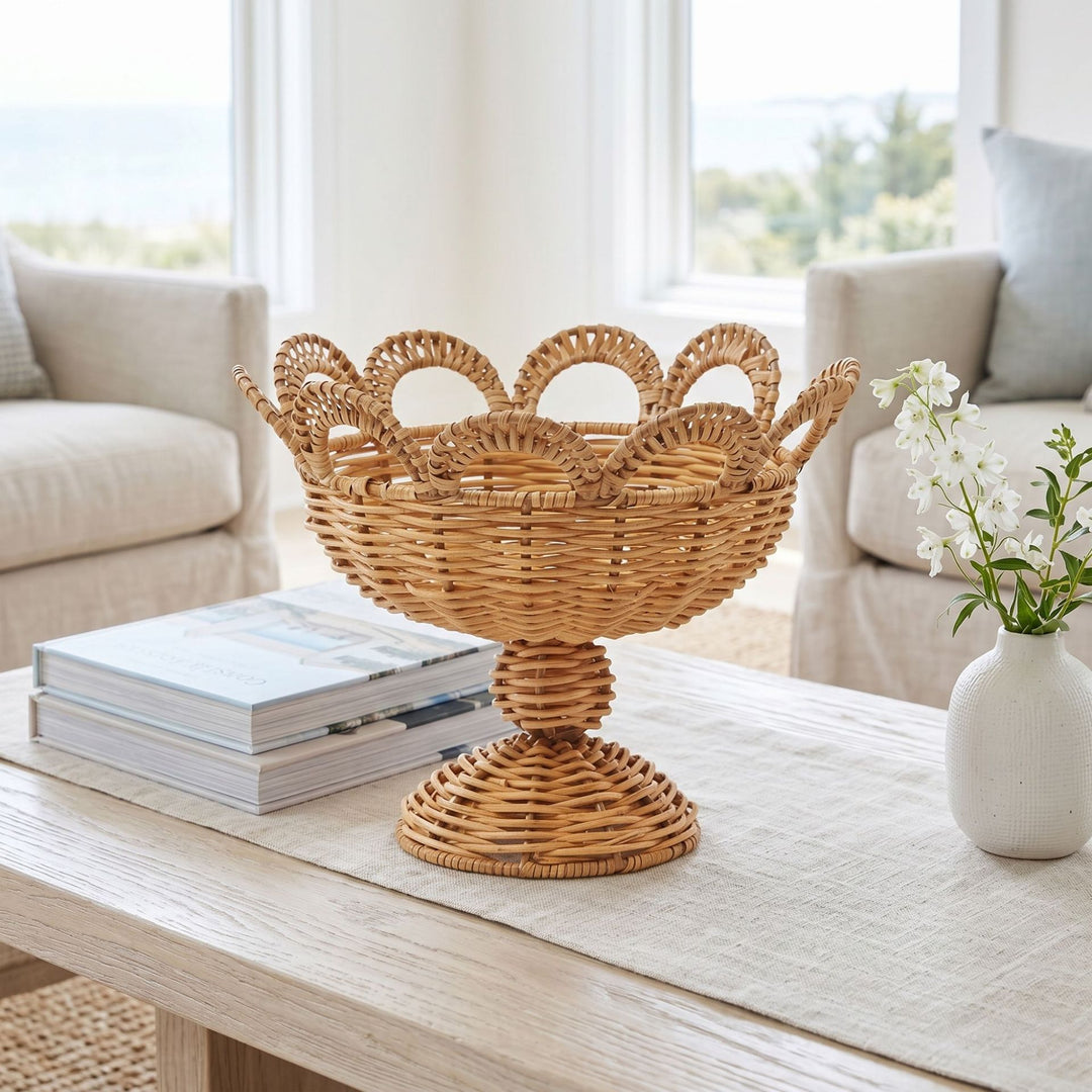 Elegant round decorative basket in floral design Stornfield