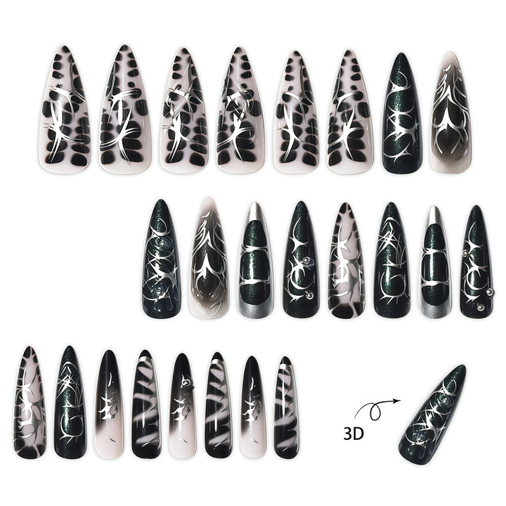 Elegant Stiletto Nail Art Extensions with Intricate Design Stornfield