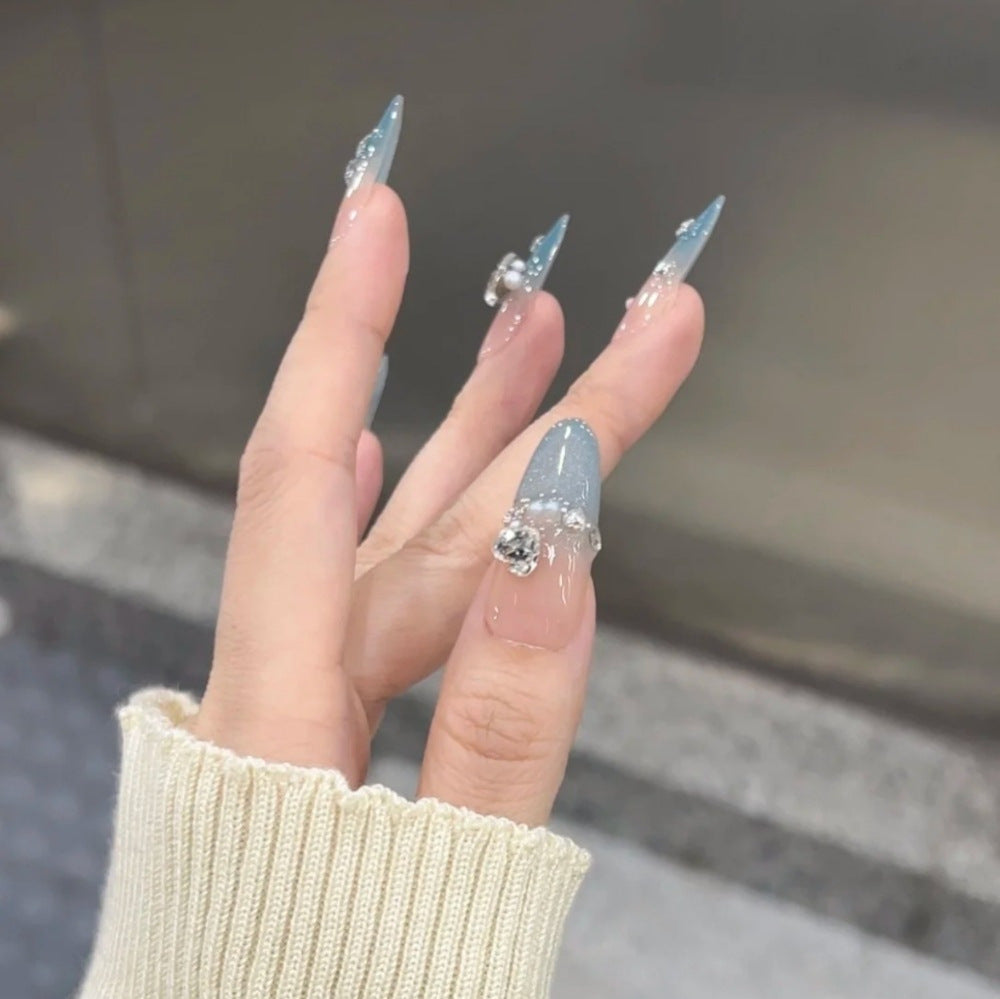 Elegant Rhinestone-Accented Press-On Nail Set Stornfield