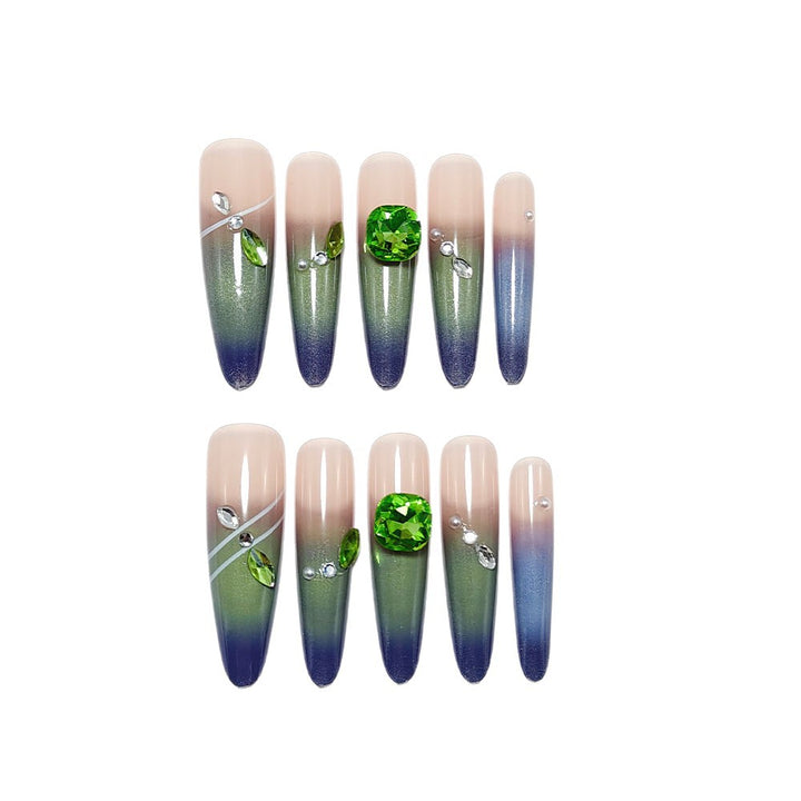 Artifical nails with elegant ombre design and sparkling accents Stornfield