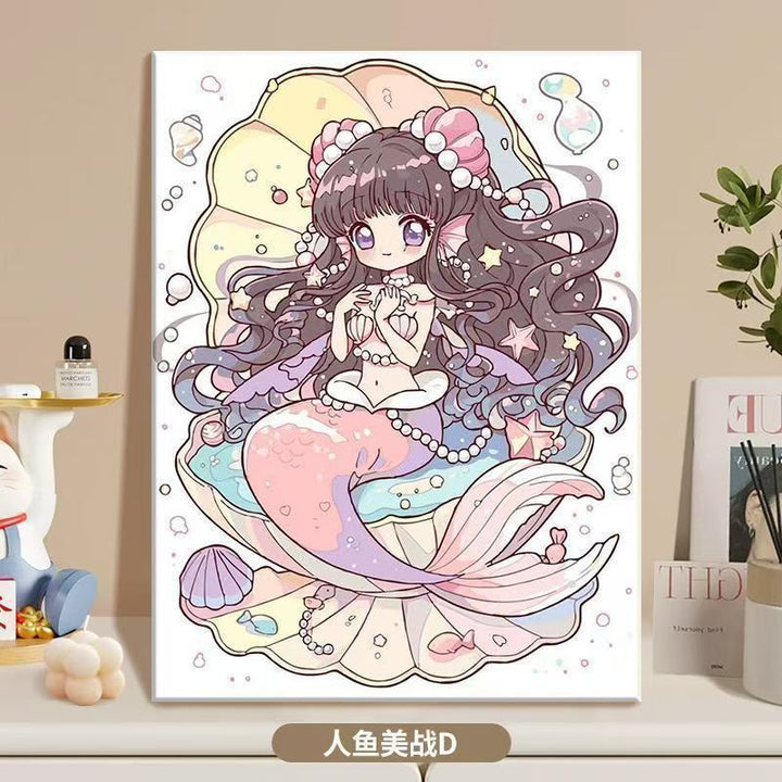 Anime-Inspired Mermaid Illustration Canvas Art Stornfield
