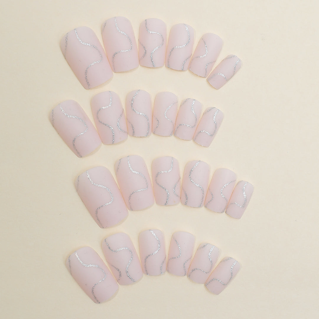 Nail art set with elegant glitter contour design Stornfield