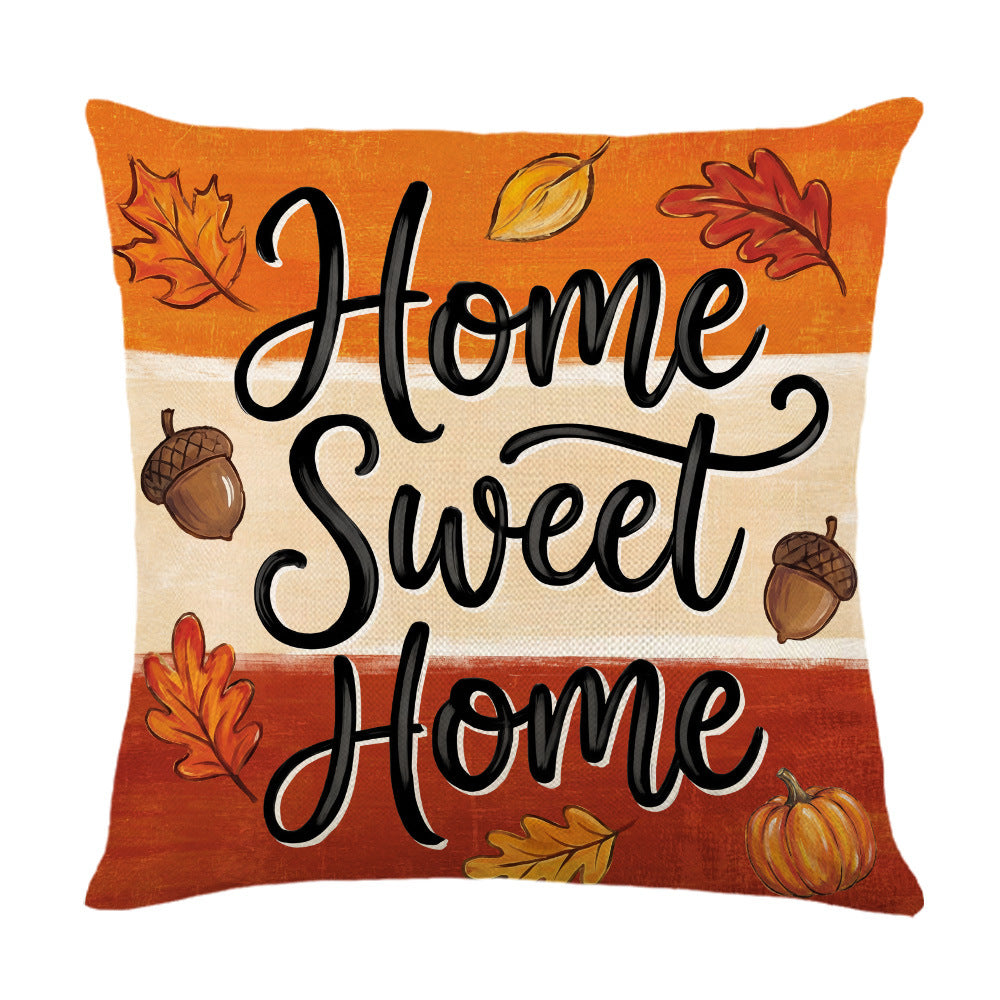 Decorative Autumn Basket Pumpkin Sunflower Square Pillow Cover with Hidden Zipper