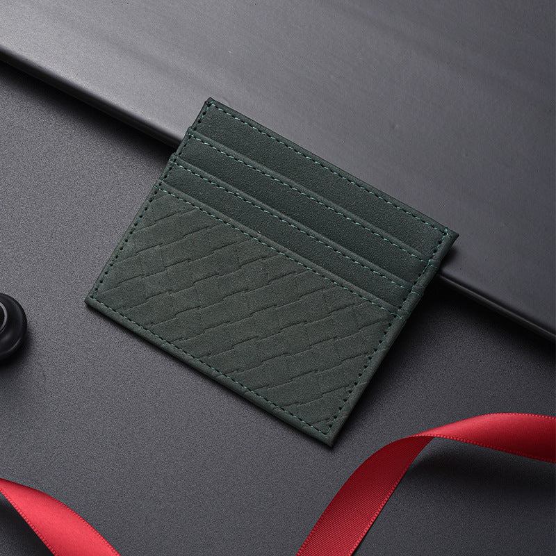 Textured Leather Card Holder Wallet