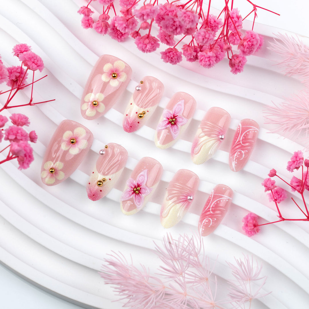 Exquisite Floral Press-On Nail Art Stornfield