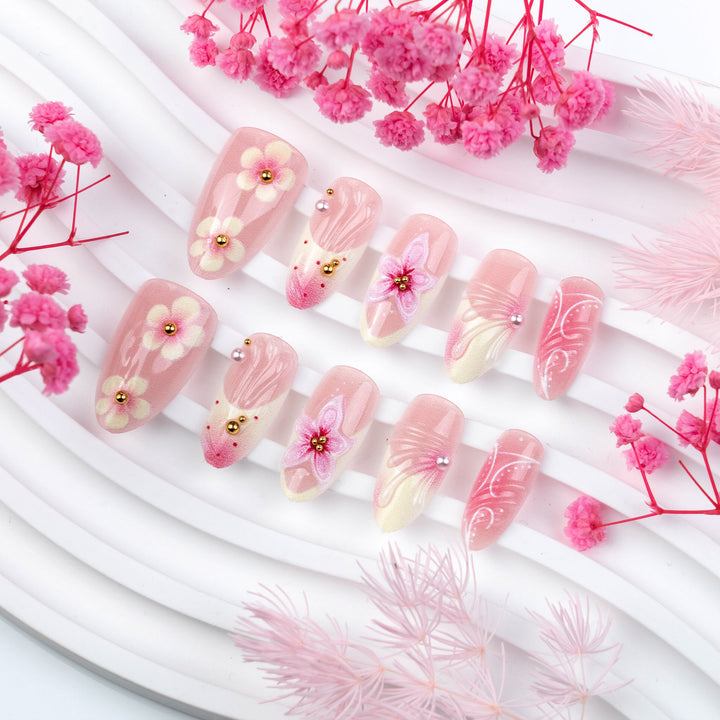 Exquisite Floral Press-On Nail Art Stornfield