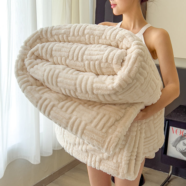 Textured Plush Throw Blanket