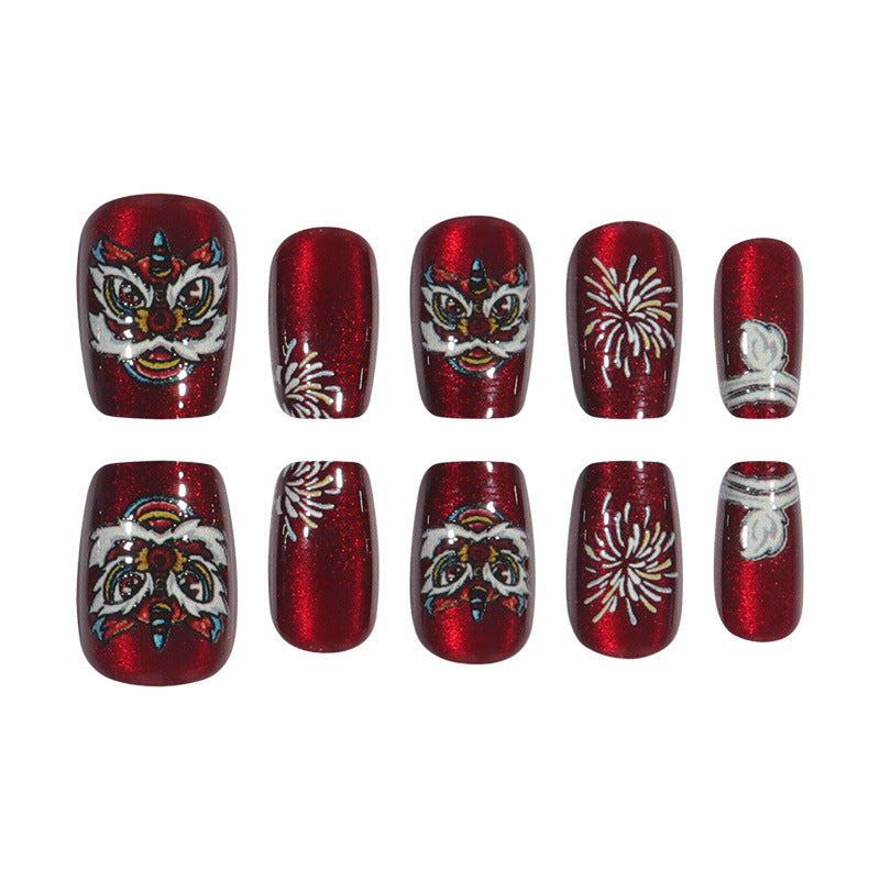 Artistic Holiday-Themed Press-On Nail Design Stornfield