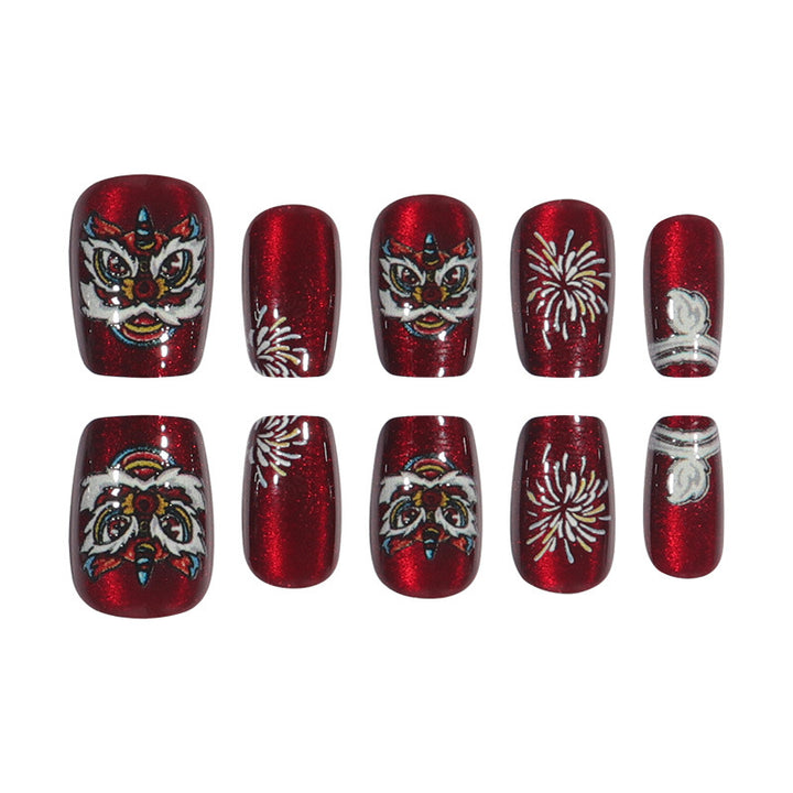 Artistic Holiday-Themed Press-On Nail Design Stornfield