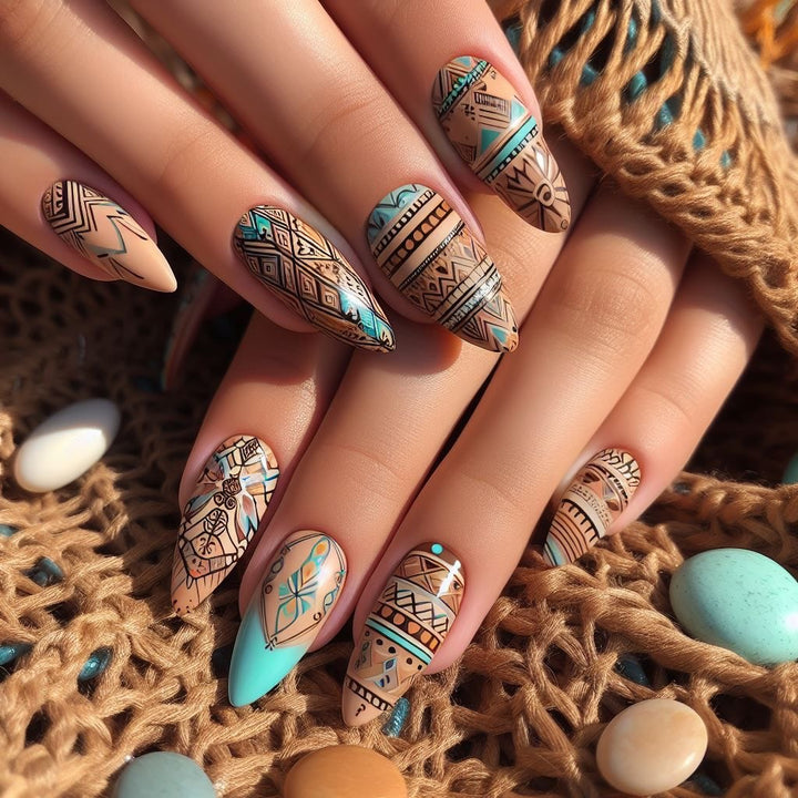 Artificial nails with exotic tribal design Stornfield