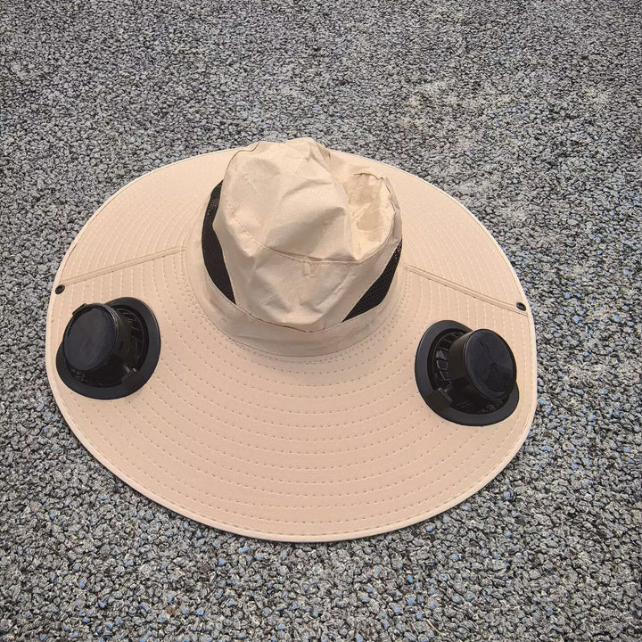 air-cooled sun hat with removable USB fans and wide neck protection Stornfield