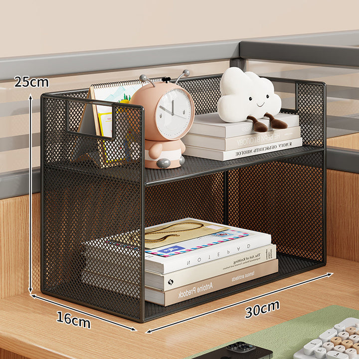 Mesh Desktop Open-Shelf Organizer with Integrated Handles and Dividers