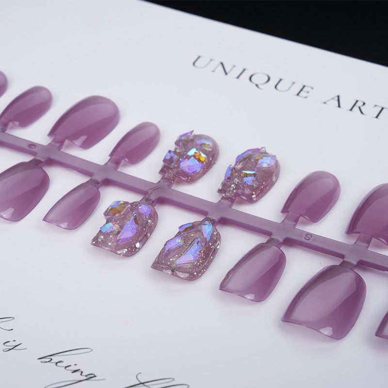 Premium Press-On Nail Set with Glossy and Glitter Accents Stornfield
