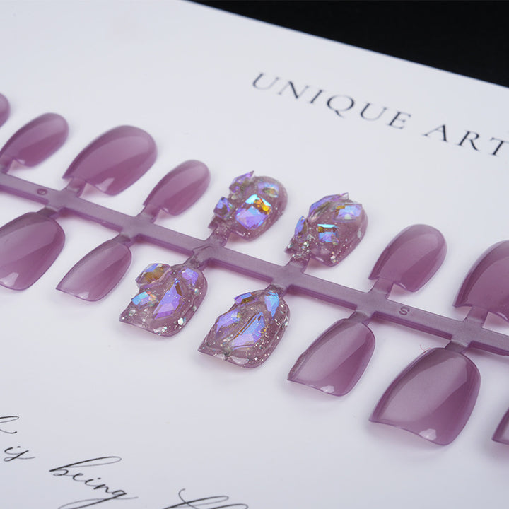 Premium Press-On Nail Set with Glossy and Glitter Accents Stornfield