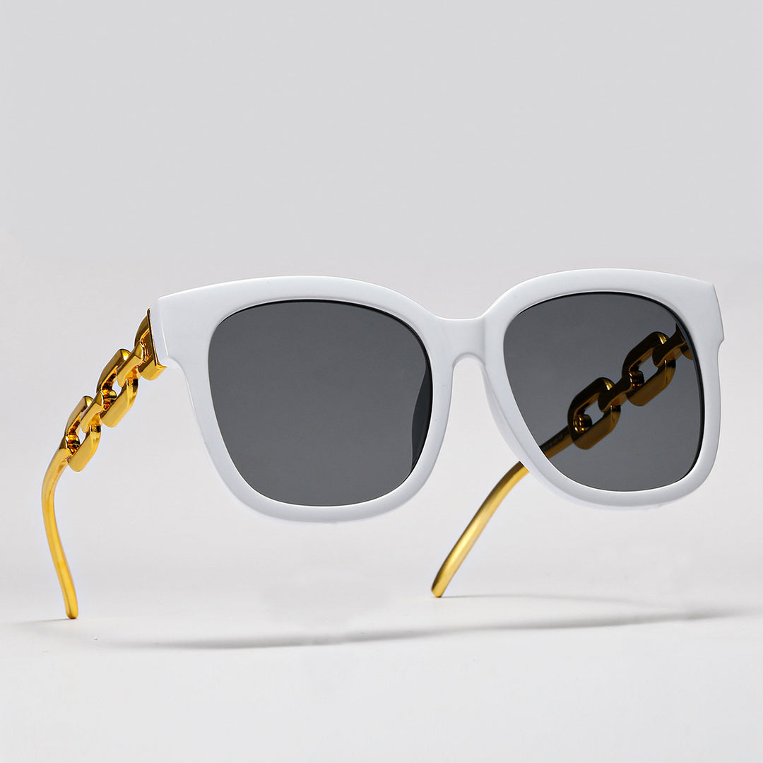 Ladies fashionable oversized sunglasses with luxurious chain frame Stornfield