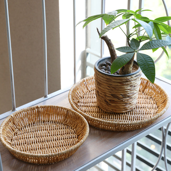 Unisex Round Bowl with Handwoven Rattan Stornfield