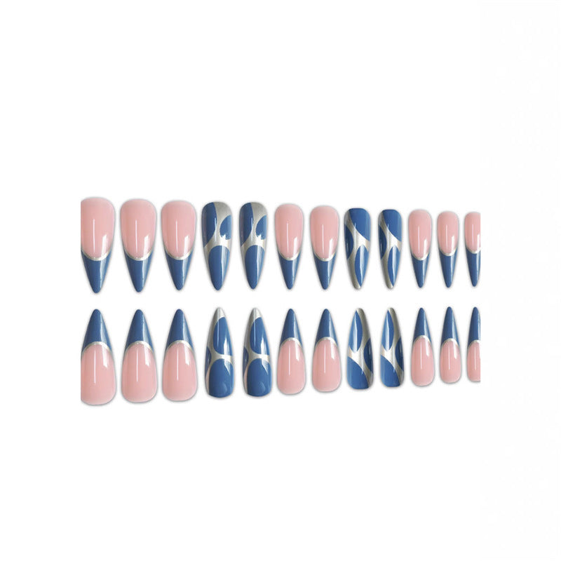 Stiletto Press-On Nail Art Extensions with Geometric Design Stornfield