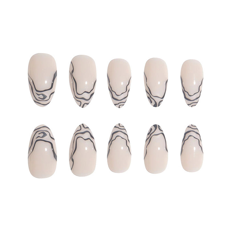 Elegant Stiletto Press-On Nail Set with Marble Detailing Stornfield