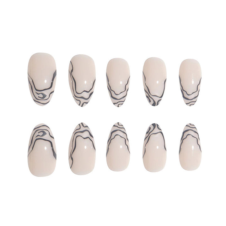 Elegant Stiletto Press-On Nail Set with Marble Detailing Stornfield