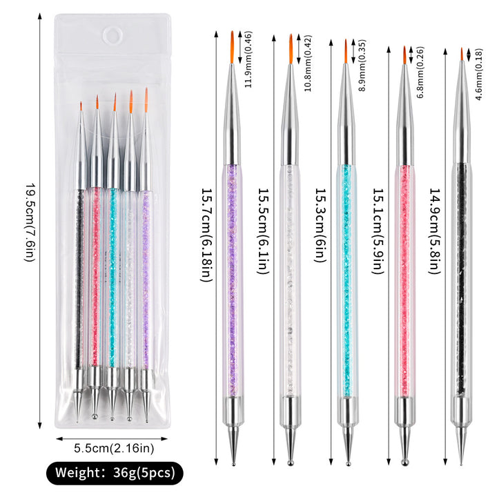 Crystal-Handled Nail Art Detailing Brush Set Stornfield