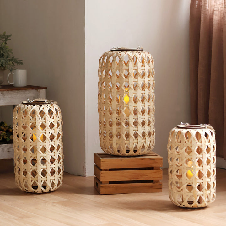 Elegant lantern made of handwoven natural material Stornfield