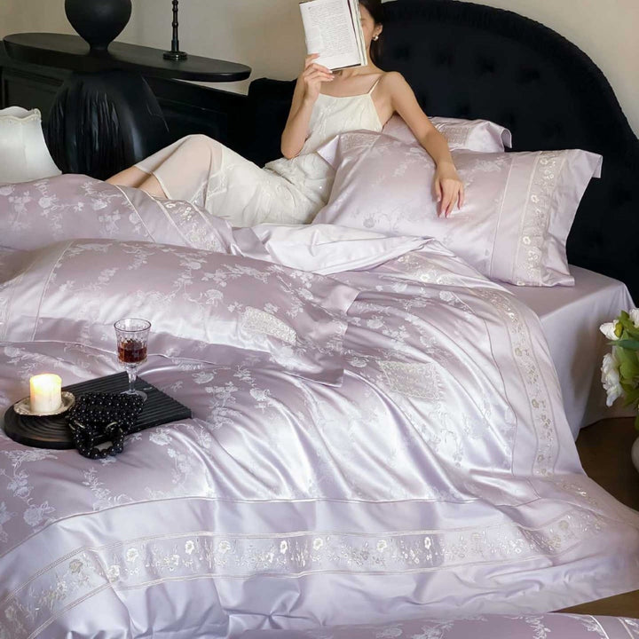 Luxury Satin Jacquard Embroidered Duvet Cover Bedding Set