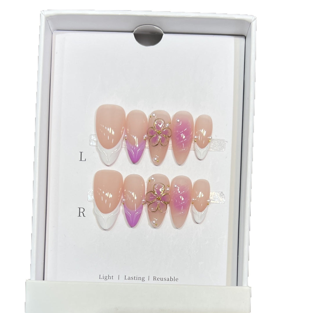 Artistic Floral Press-On Nail Set Stornfield