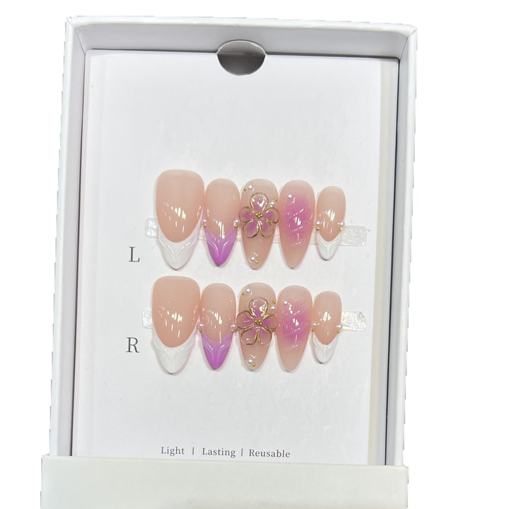Artistic Floral Press-On Nail Set Stornfield