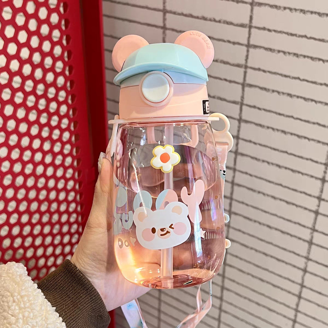 Women Playful Children's Drinking Bottle with Integrated Straw Stornfield