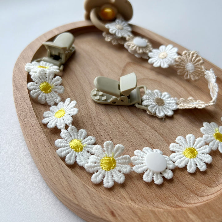 Handcrafted Floral Lace Pacifier Holder Lanyard with Safety Snap Clip