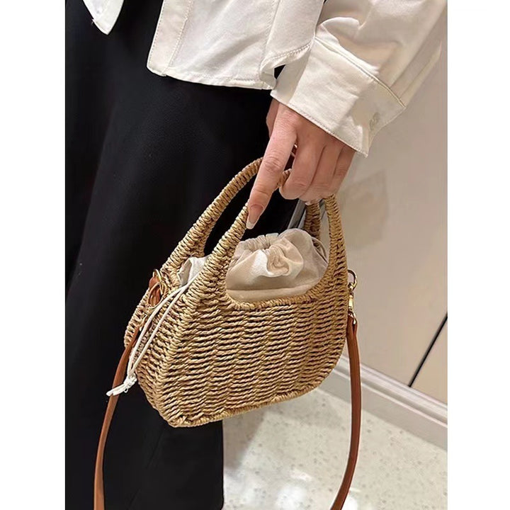 Fashionable wicker handbag with elegant leather detail Stornfield